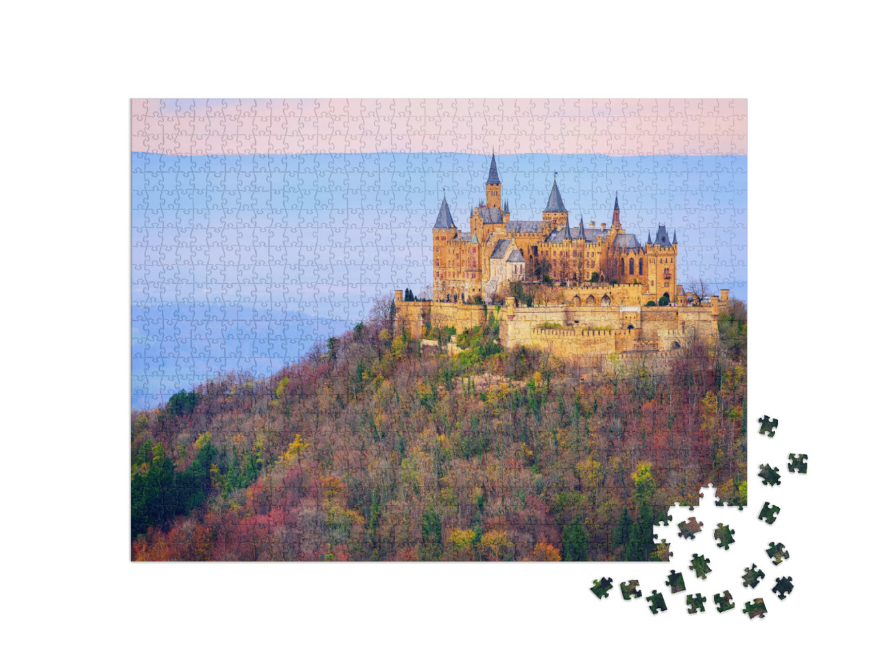 Puzzel 1000 stukjes „Kasteel Hohenzollern bij schemering, Baden-Württemberg“