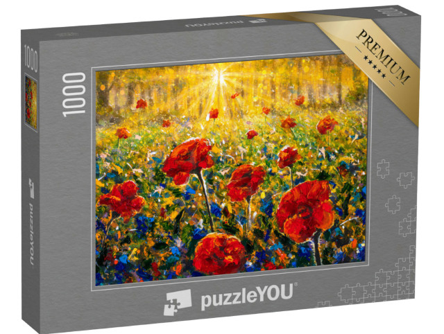 Puzzel 1000 stukjes „Rode klaprozen in het veld“