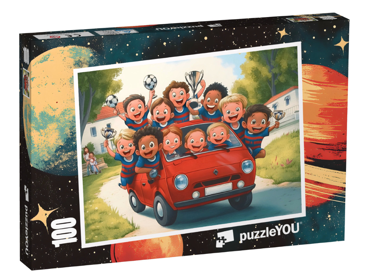 Puzzel 100 stukjes „Op tournee met het beste voetbalteam“