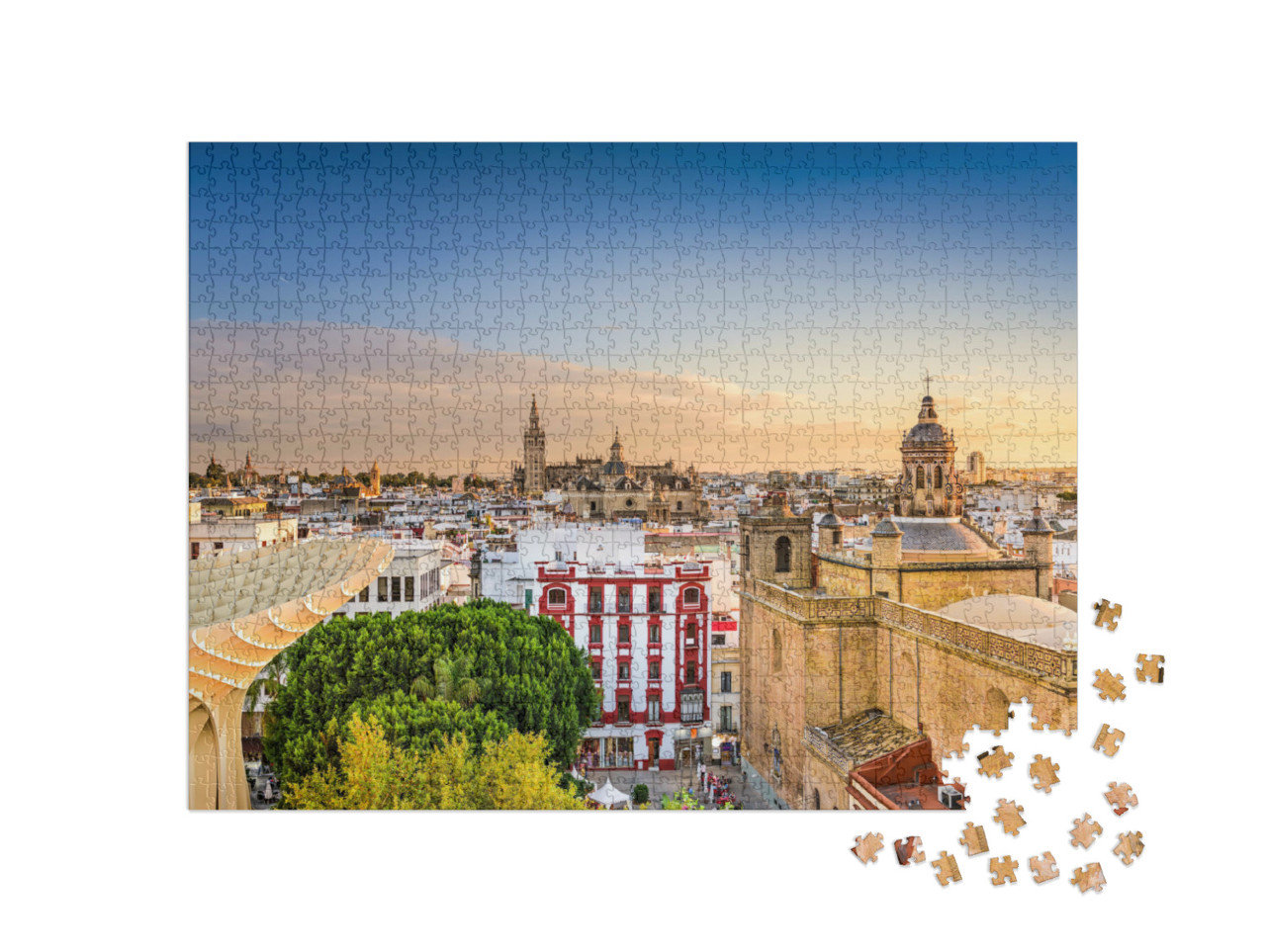 Puzzel 1000 stukjes „Oude stad skyline van Sevilla, Spanje“