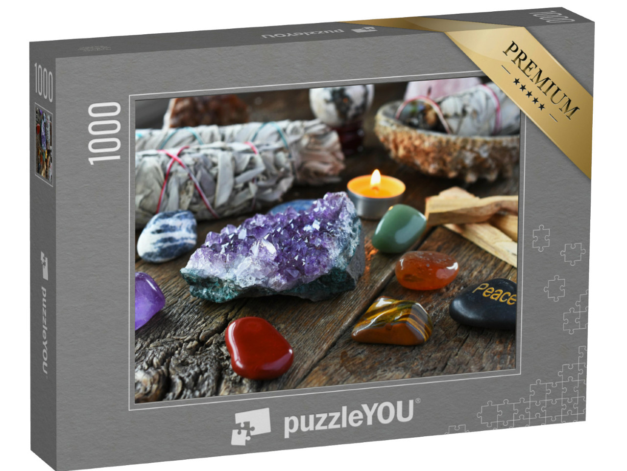 Puzzel 1000 stukjes „Close-up van de chakrakristallen“