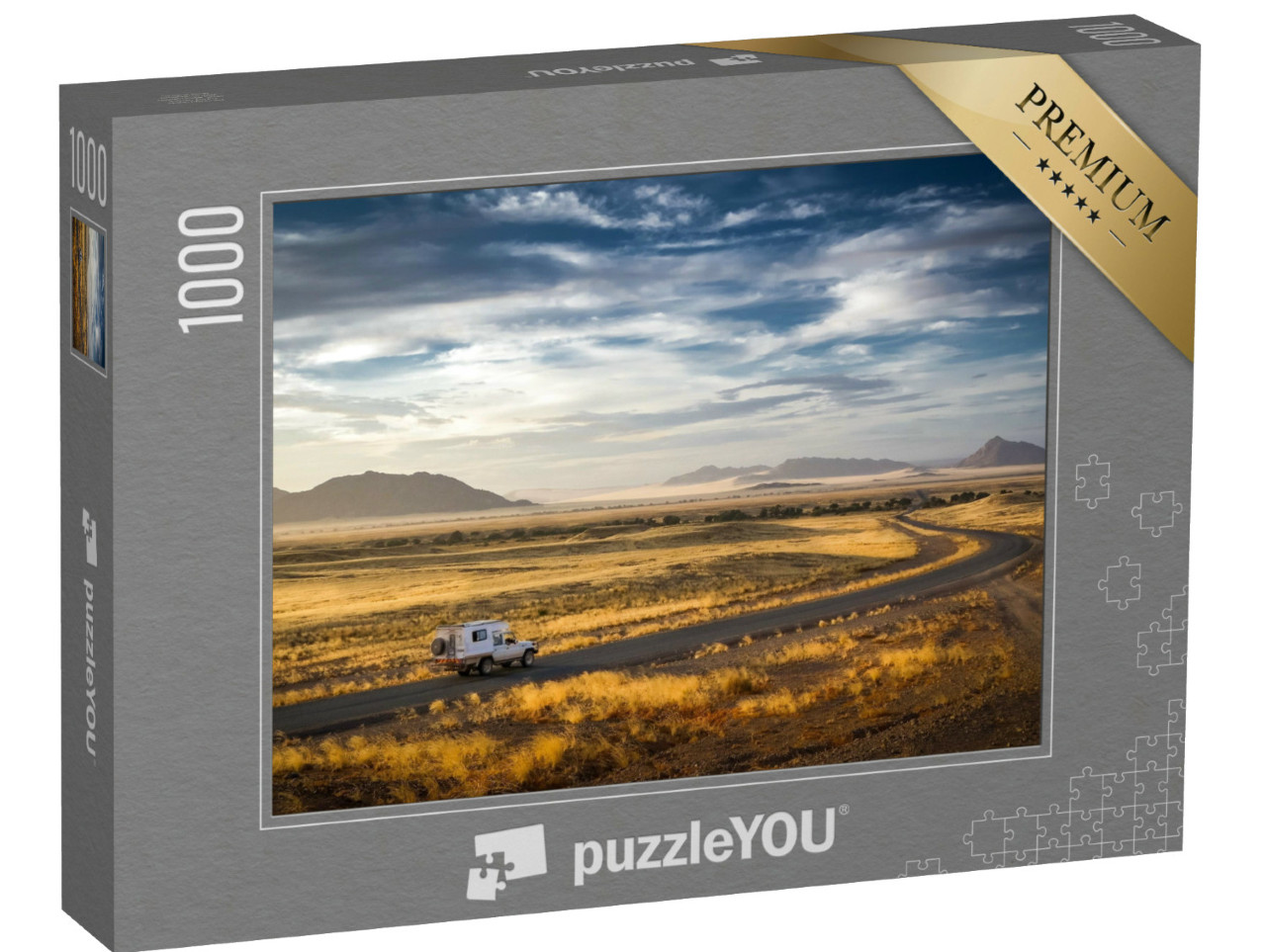 Puzzel 1000 stukjes „Vroeg in de ochtend op weg naar de zandduinen van de Sossusvlei en Dead Vlei, Namibië“