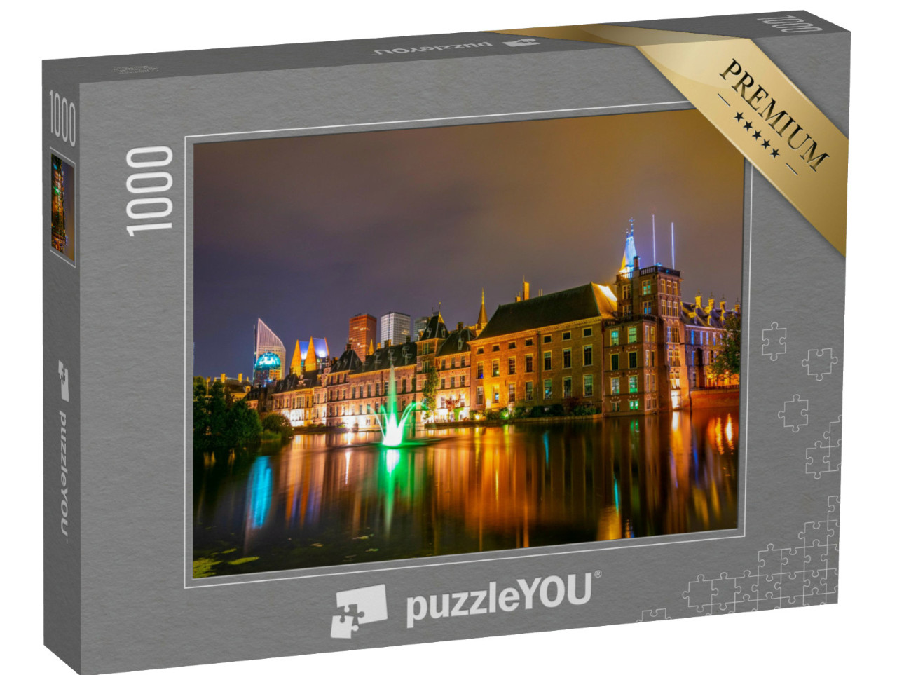 Puzzel 1000 stukjes „Nachtzicht van Kasteel Binnenhof in Den Haag, Nederland“