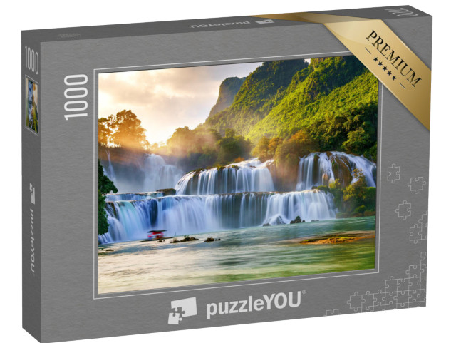 Puzzel 1000 stukjes „Luchtfoto van de Ban Gioc waterval, Cao Bang, Vietnam“