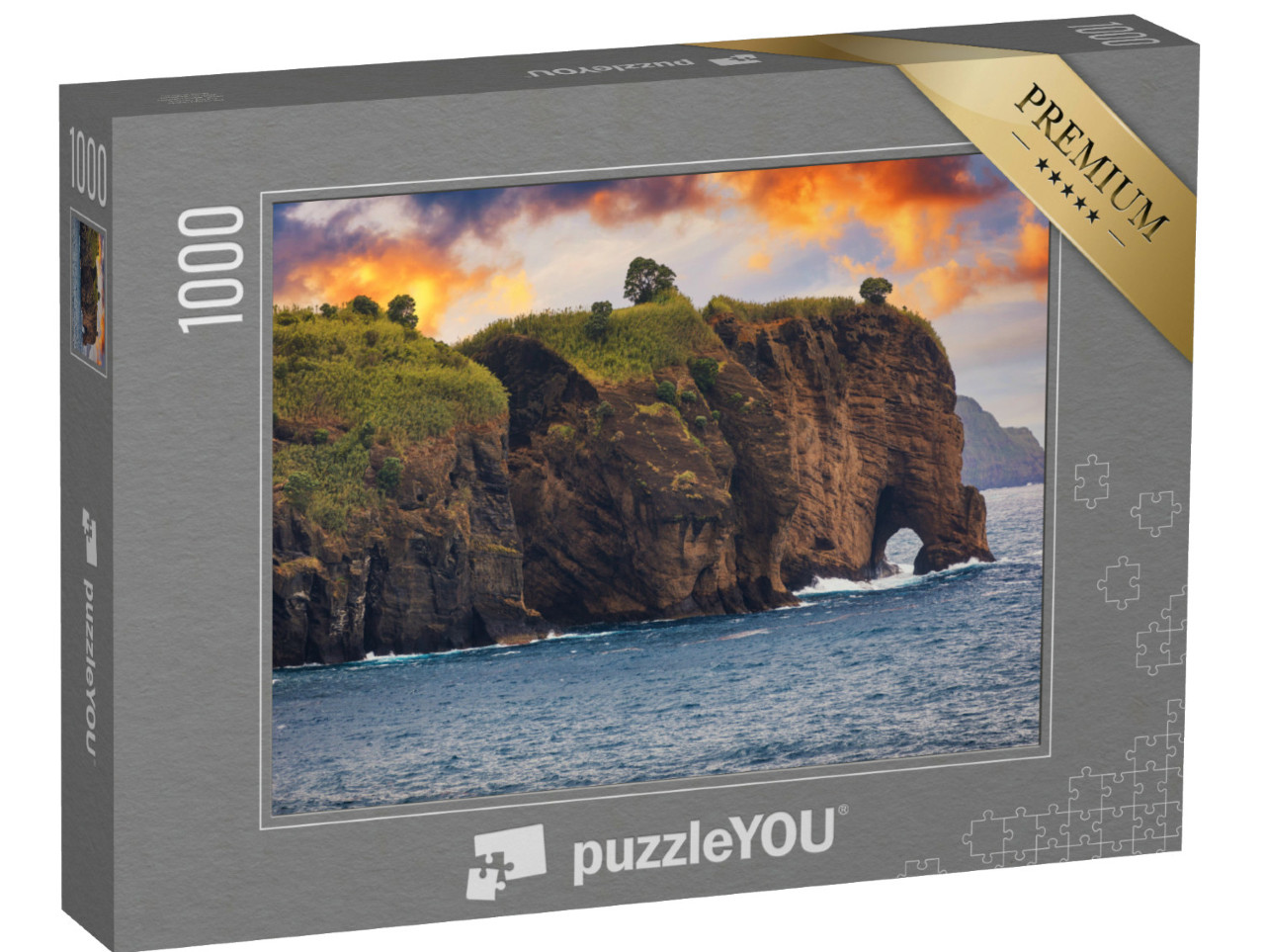 Puzzel 1000 stukjes „Uitkijkpunt van de Zwarte Stenen, Azoren, Portugal“