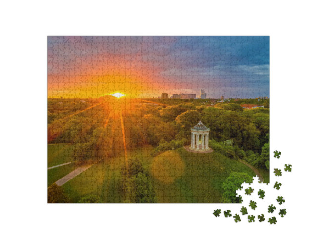 Puzzel 1000 stukjes „Monopteros Tempel in de Engelse Tuin in München, Duitsland“