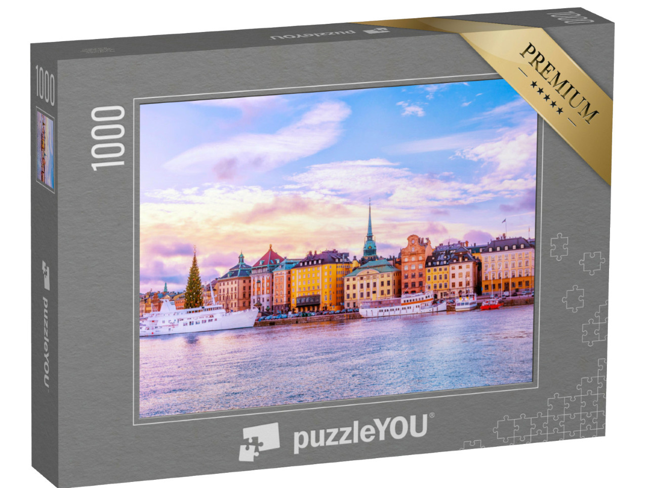 Puzzel 1000 stukjes „Panorama van Gamla Stan, oude binnenstad van Stockholm, Zweden“