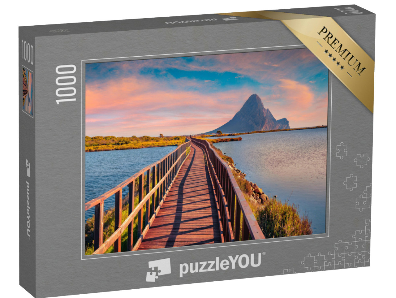 Puzzel 1000 stukjes „Houten loopbrug naar de Spiaggia di Porto“