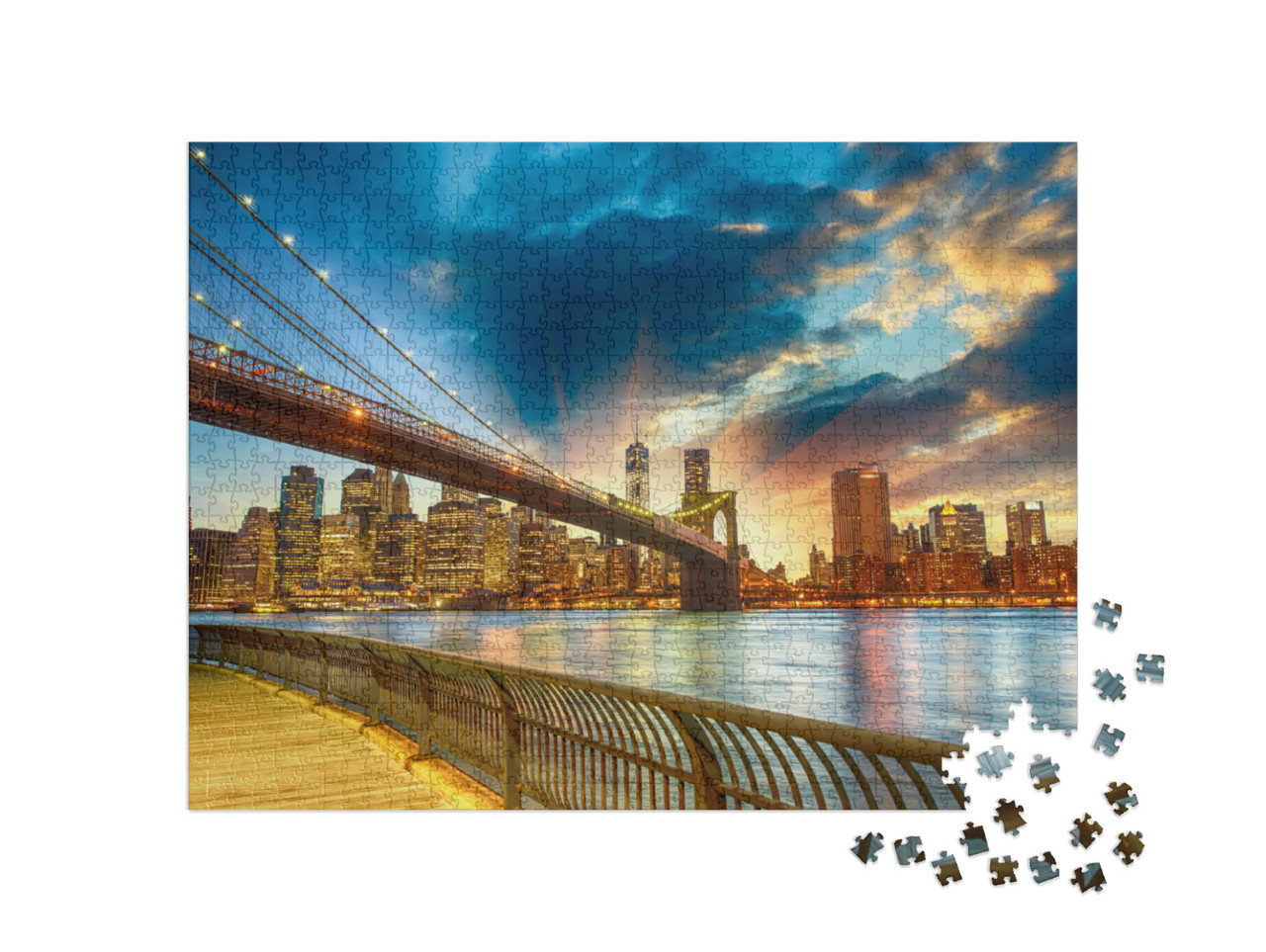 Puzzel 1000 stukjes „Zonsondergang boven Manhattan, New York City, VS“