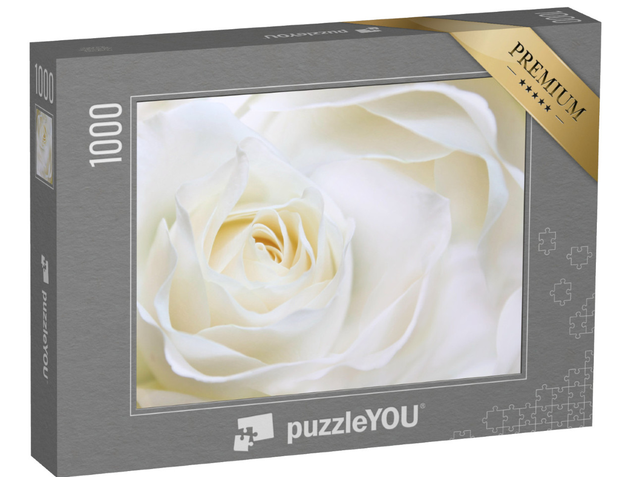Puzzel 1000 stukjes „Witte roos close-up“