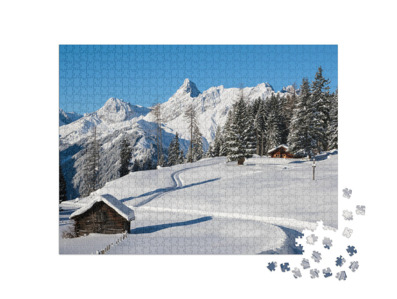 Puzzel 1000 stukjes „Perfecte winterdag in de vallei van Montafon“