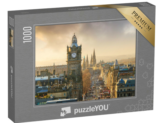 Puzzel 1000 stukjes „Oude binnenstad van Edinburgh met kasteel, Schotland“