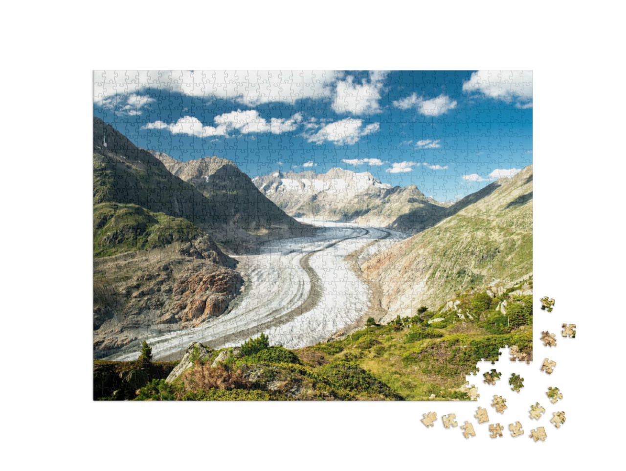 Puzzel 1000 stukjes „Indrukwekkend uitzicht op de Aletschgletsjer in Zwitserland“