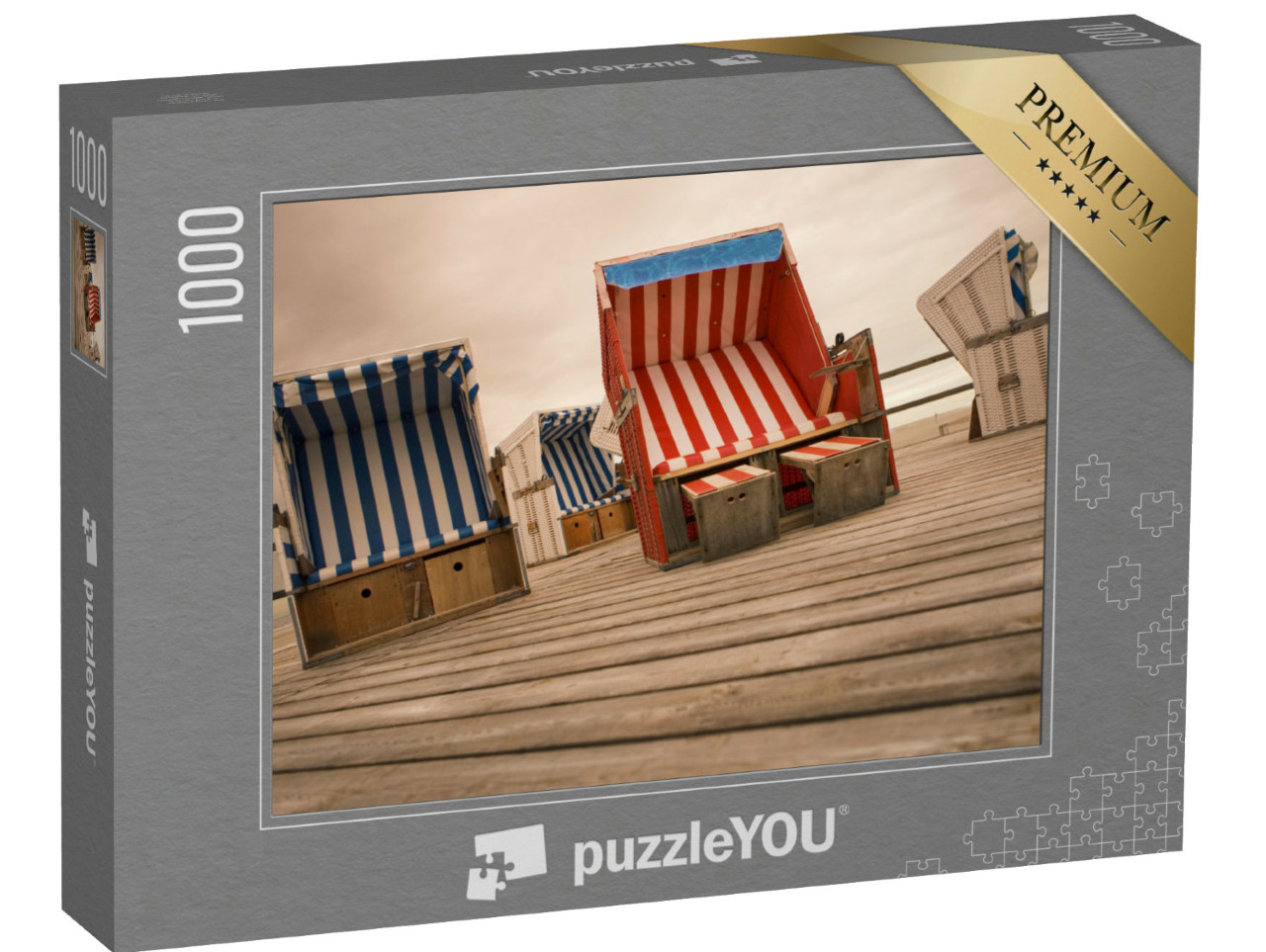 Puzzel 1000 stukjes „Strandstoelen op een platform, Sankt Peter Ording“