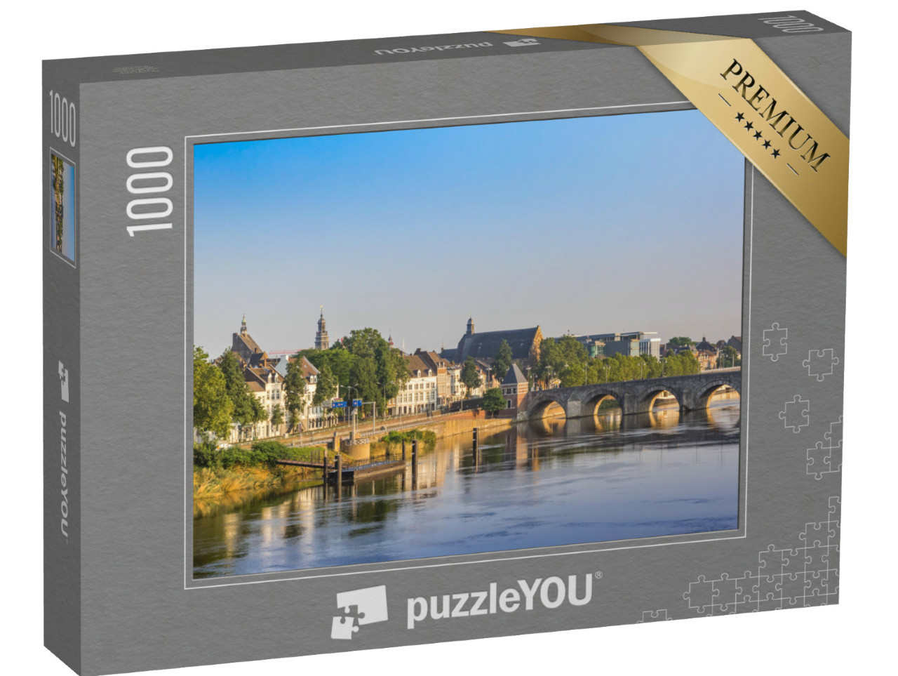 Puzzel 1000 stukjes „Historische Servaasbrug over de Maas in Maastricht, Nederland“