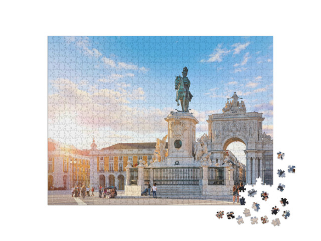 Puzzel 1000 stukjes „Koning Jose I Standbeeld in het historische centrum van Lissabon, Portugal“
