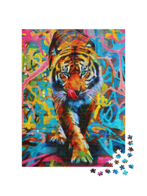 Puzzel 1000 stukjes „Tijgers in felle kleuren“