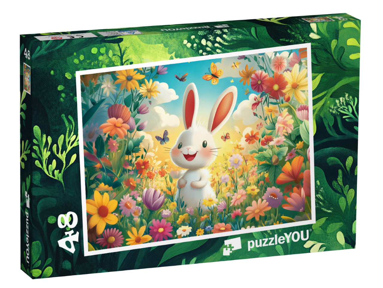 Puzzel 48 stukjes „Heribert het verbaasde konijn“