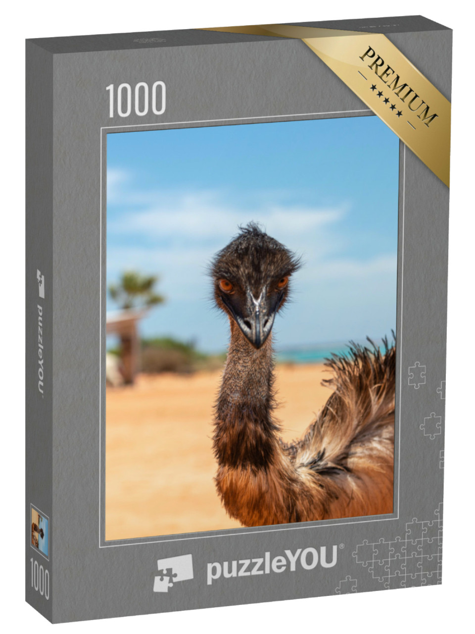 Puzzel 1000 stukjes „Emoe familie in de bush bij Shark Bay, Francois Peron National Park“