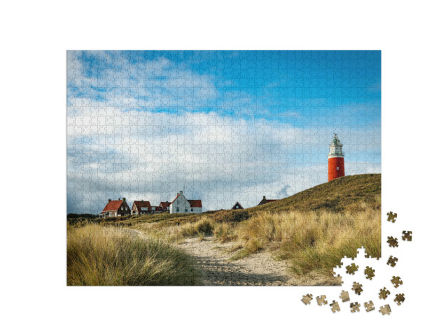 Puzzel 1000 stukjes „Rode vuurtoren op het kleine eiland Texel“