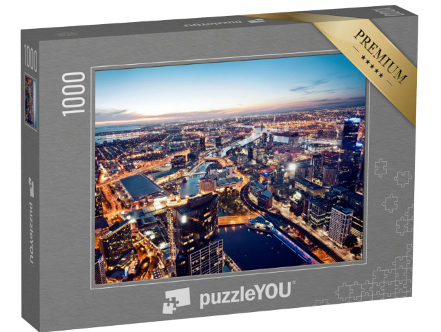 Puzzel 1000 stukjes „Melbourne bij nacht, Victoria, Australië“