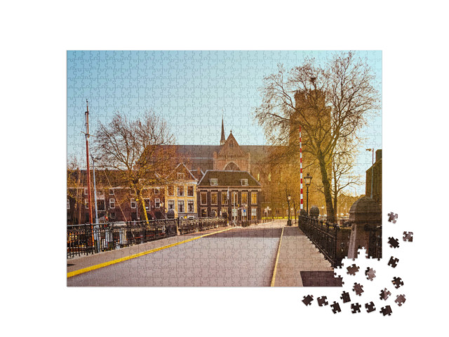 Puzzel 1000 stukjes „Avondzon in de prachtige stad Dordrecht“