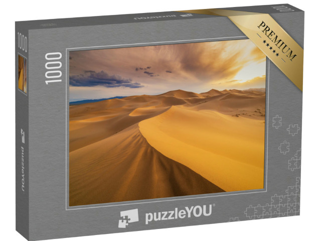 Puzzel 1000 stukjes „Zonsondergang over de zandduinen in de woestijn, VS“