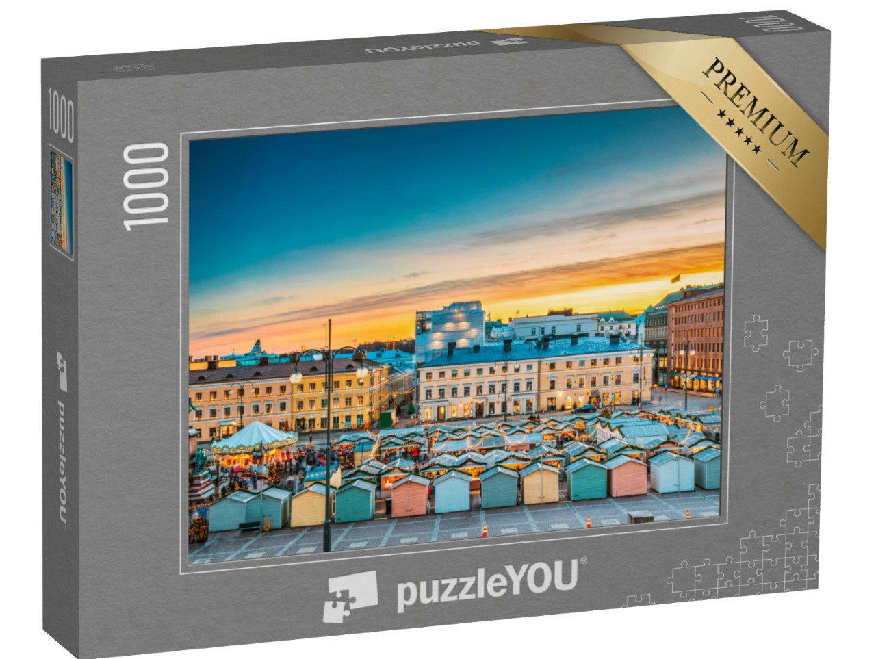 Puzzel 1000 stukjes „Avond kerstmarkt in Helsinki“