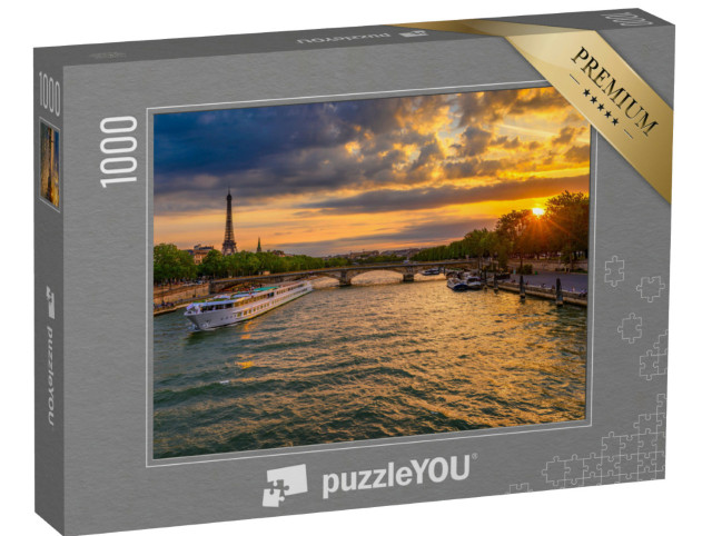 Puzzel 1000 stukjes „Zonsondergang over de Seine in Parijs“