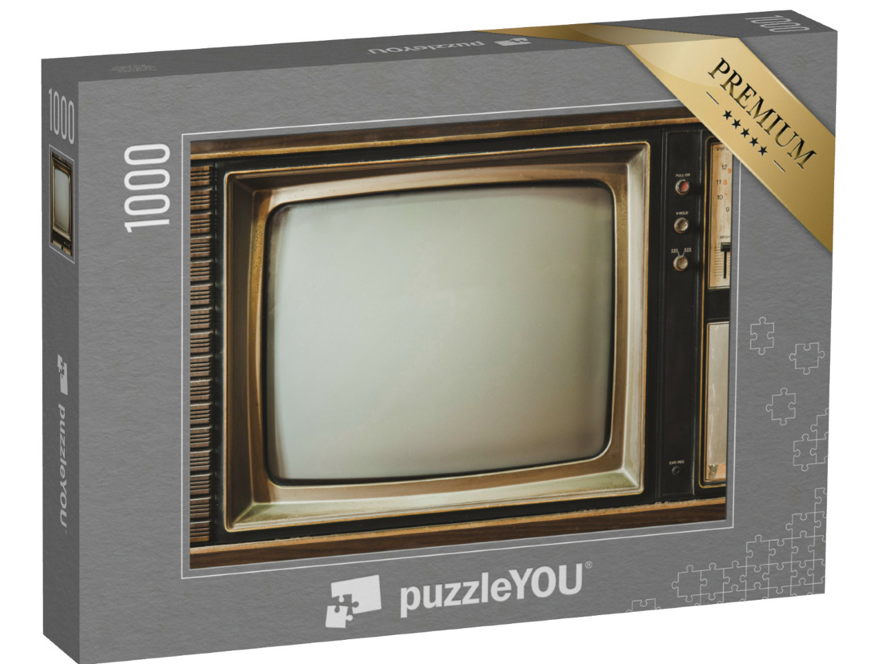 Puzzel 1000 stukjes „Close-up van een vintage tv-scherm“