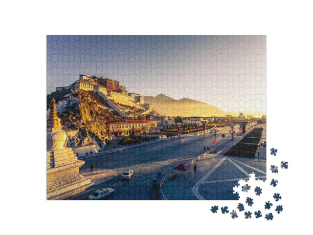 Puzzel 1000 stukjes „Potala Paleis bij schemering in Lhasa, Tibet“