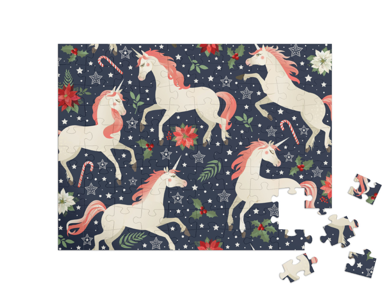Puzzel 100 stukjes „Eenhoorns in de winter“