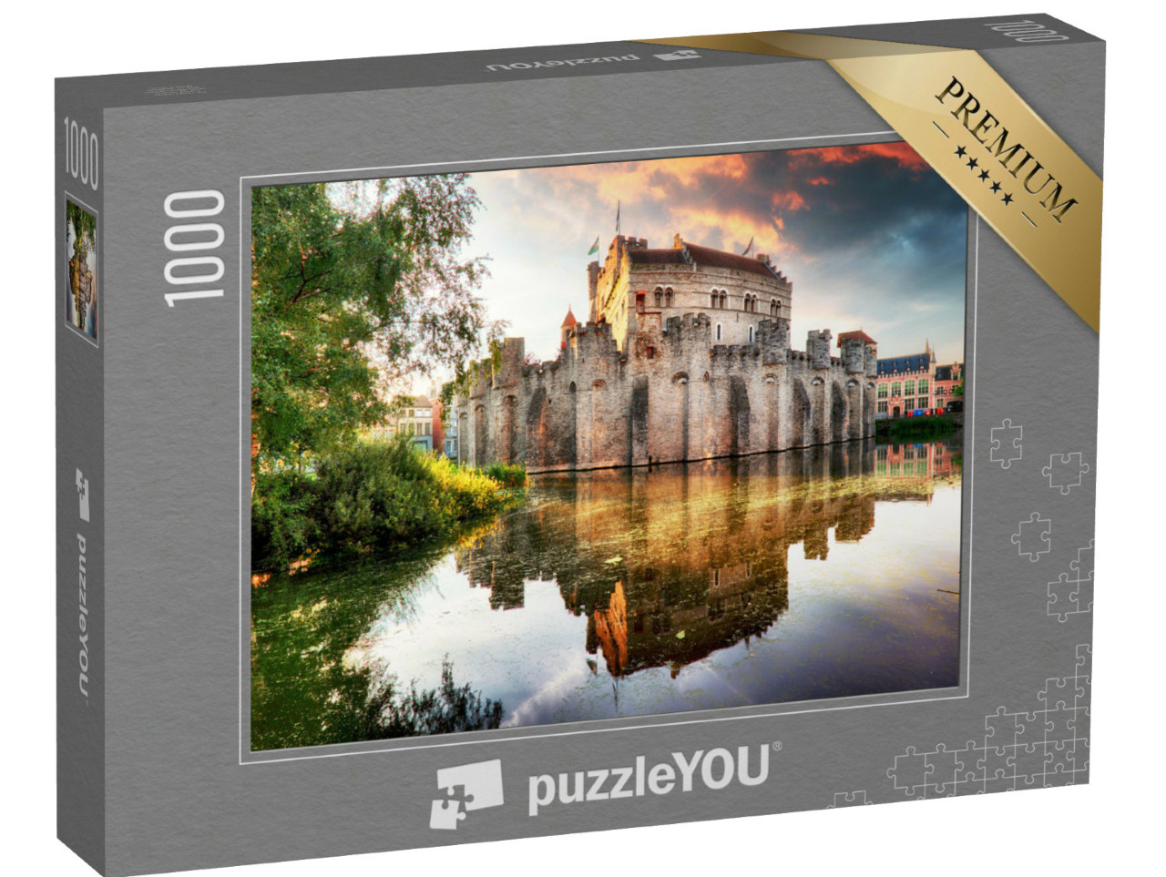Puzzel 1000 stukjes „Prachtige zonsopgang bij Kasteel Gravensteen, Gent, België“
