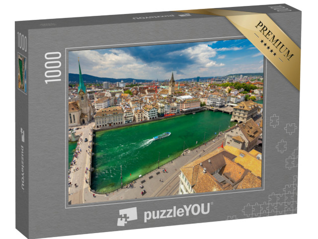 Puzzel 1000 stukjes „Münsterbrücke brug over de Limmat in Zürich“