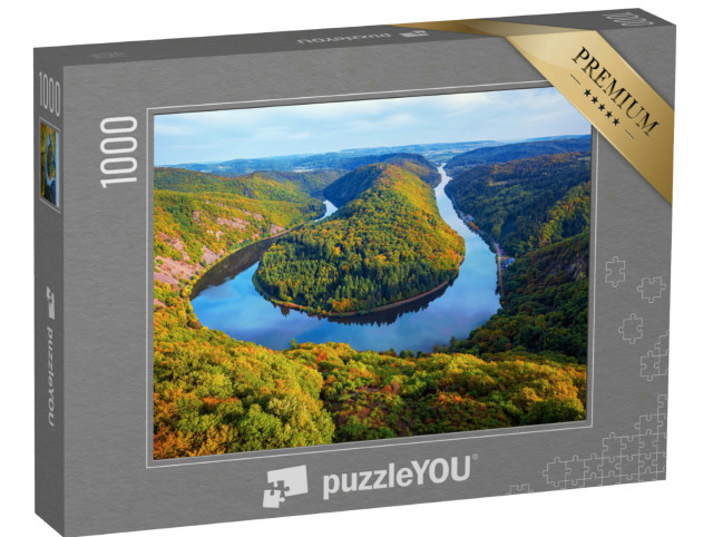Puzzel 1000 stukjes „Uitzicht vanaf de Cloef naar de Saarschleife in Mettlach, Saarland“