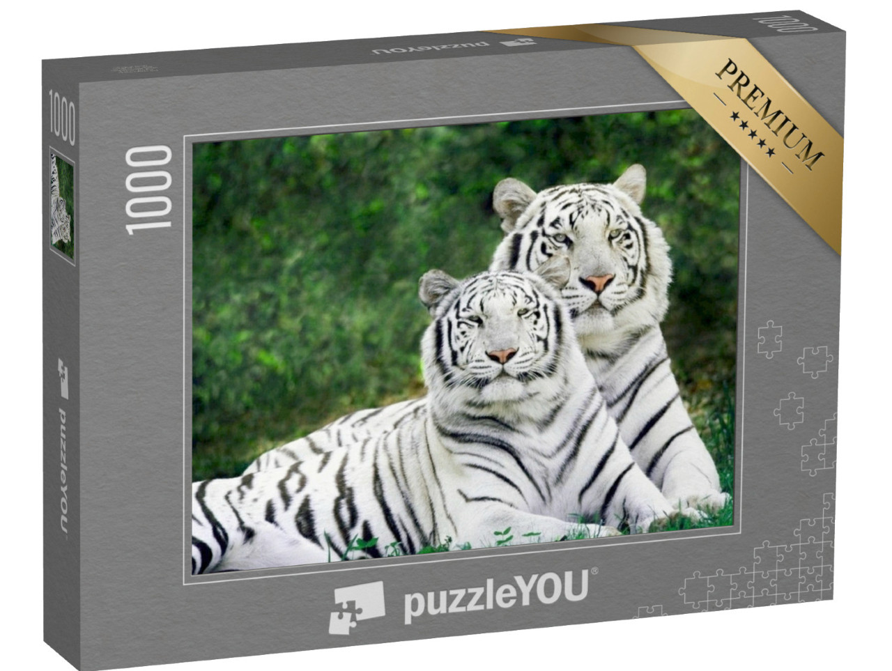 Puzzel 1000 stukjes „Twee prachtige witte tijgers“