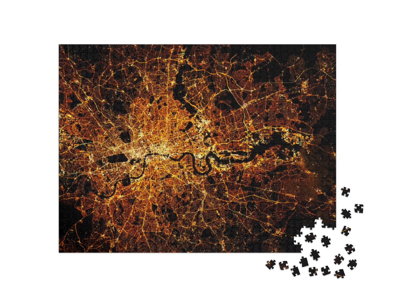 Puzzel 1000 stukjes „Londen met lichtjes bij nacht“