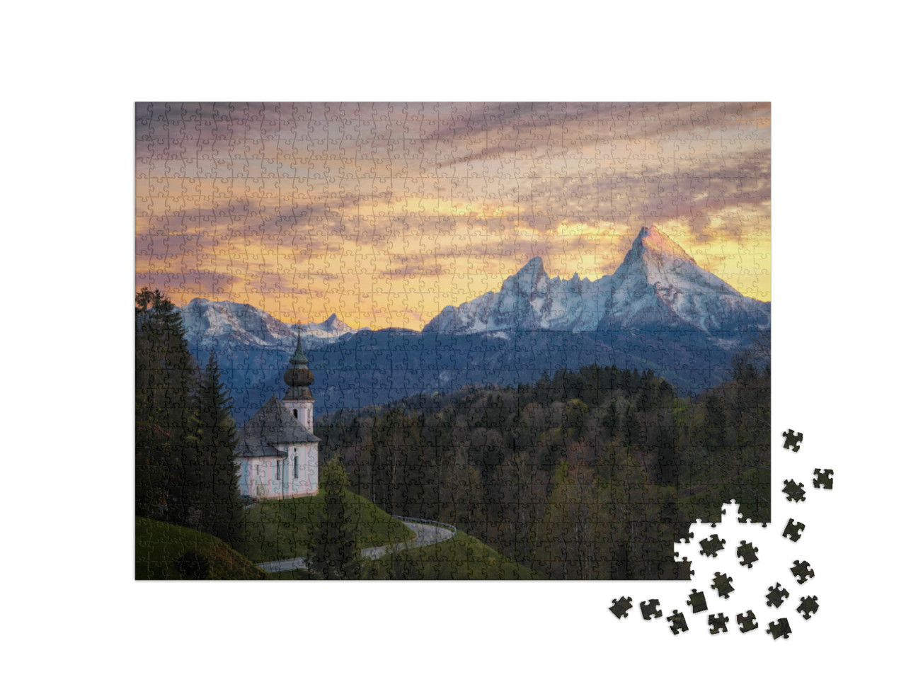 Puzzel 1000 stukjes „Maria Gern Kapel boven Berchtesgaden met Watzmann berg“