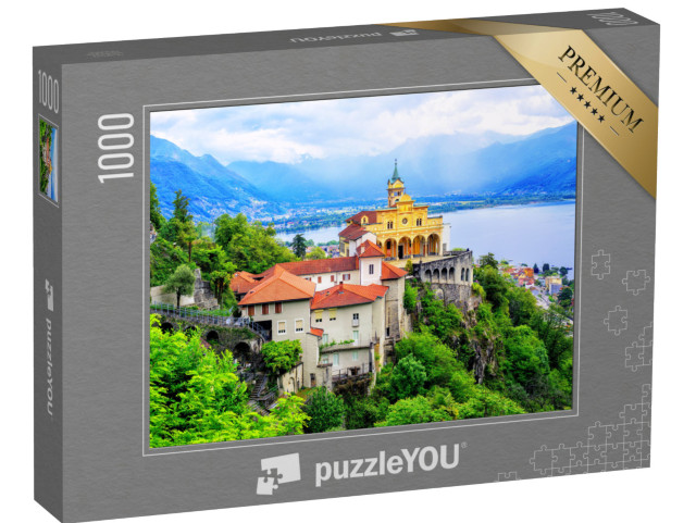 Puzzel 1000 stukjes „Prachtige kerk van de Madonna del Sasso boven het Lago Maggiore, Zwitserland“