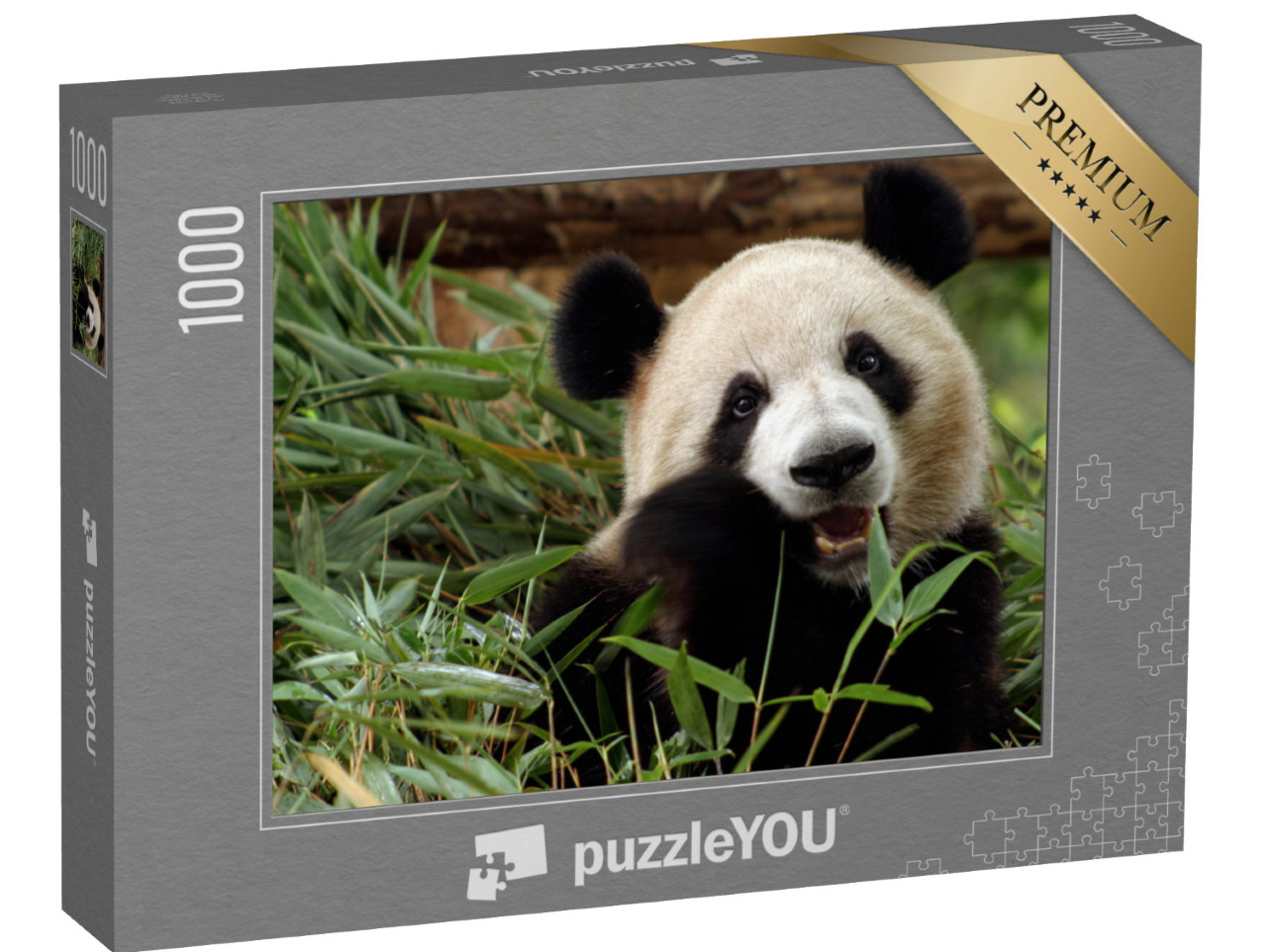 Puzzel 1000 stukjes „Reuzenpanda geniet van zijn bamboemaaltijd“