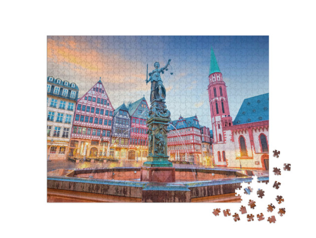 Puzzel 1000 stukjes „Oude Stadsplein Römerberg in Frankfurt, Duitsland“