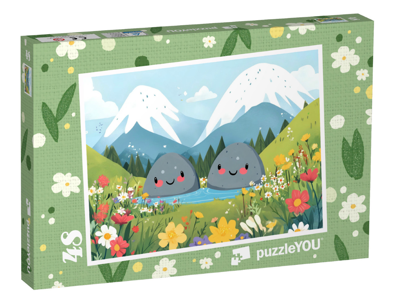 Puzzel 48 stukjes „Twee gelukkige rotsen op de bergweide“