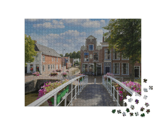 Puzzel 1000 stukjes „Uitzicht op het centrum van het pittoreske stadje Dokkum in Nederland“
