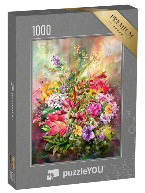 Puzzel 1000 stukjes „Boeket kleurrijke bloemen“