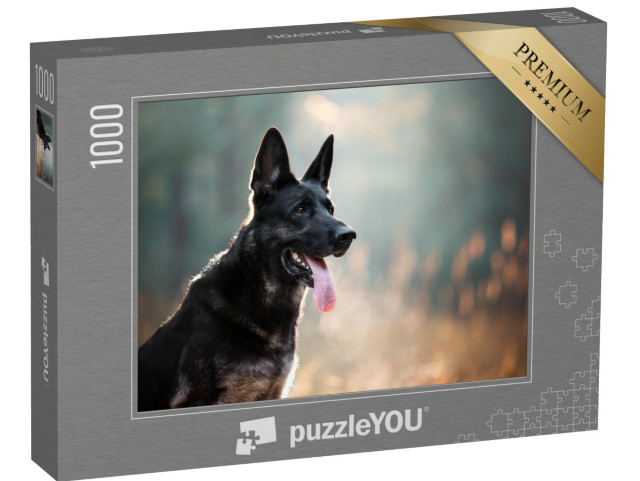 Puzzel 1000 stukjes „Een close-up van een zwarte herdershond“