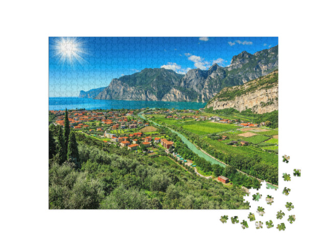 Puzzel 1000 stukjes „Zonnige dag aan het Gardameer, Italië“