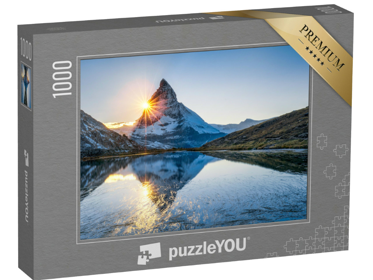 Puzzel 1000 stukjes „Riffelsee en Matterhorn in het kanton Wallis, Zwitserland“
