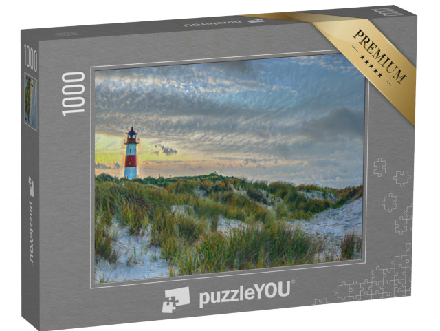Puzzel 1000 stukjes „in de kunststijl van Claude Monet - Noordse vuurtoren op Sylt - Puzzelverzameling Kunstenaars & Schilderijen“