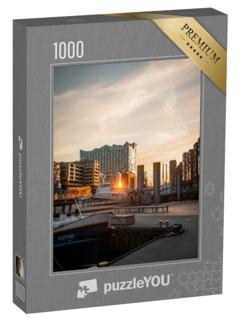 Puzzel 1000 stukjes „Elbphilharmonie in het licht van de zonsondergang, Hamburg“