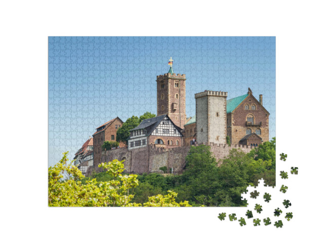 Puzzel 1000 stukjes „Uitzicht op het beroemde kasteel Wartburg - Werelderfgoed, Thüringen, Duitsland“